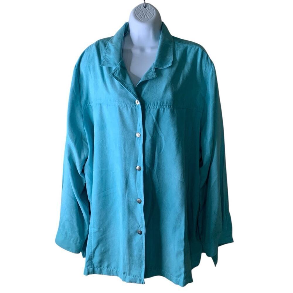 E.L.C.C Vintage Shirt Womens 2XL Long Sleeve Button Up Minimalist Casual Formal